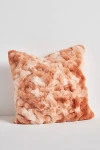 Anthropologie Luxe Faux Fur Pillow In Orange