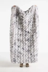 Anthropologie Luxe Faux Fur Throw Blanket In Gray