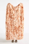 Anthropologie Luxe Faux Fur Throw Blanket In Orange