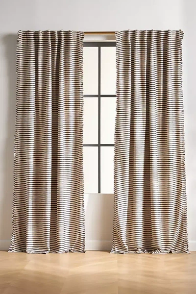 Anthropologie Luxe Linen Blend Blackout Curtain In Brown