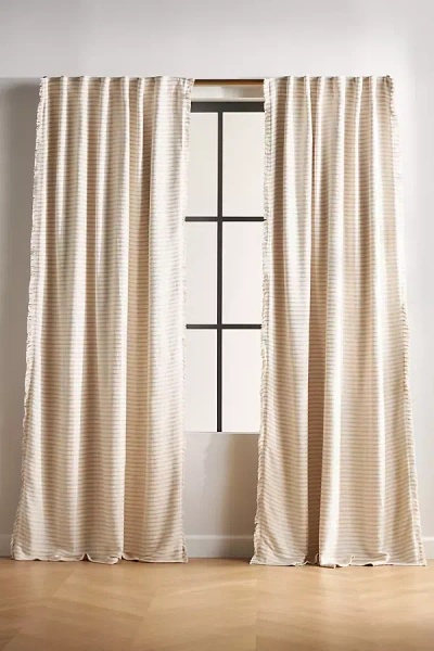 Anthropologie Luxe Linen Blend Blackout Curtain In Neutral
