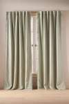 Anthropologie Luxe Linen Blend Blackout Curtain In Green