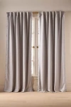 Anthropologie Luxe Linen Blend Blackout Curtain In Gray
