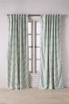 Anthropologie Luxe Linen Blend Blackout Curtain In Green