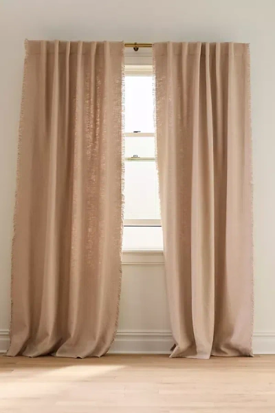 Anthropologie Luxe Linen Blend Curtain In Neutral