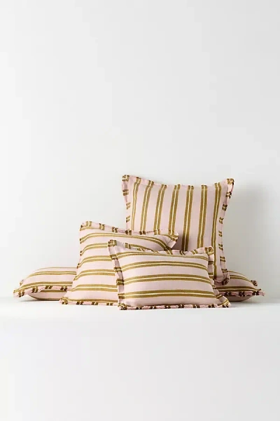 Anthropologie Luxe Linen Blend Cushion In Brown
