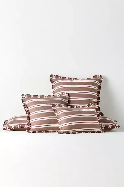 Anthropologie Luxe Linen Blend Cushion In Brown