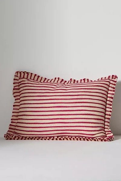 Anthropologie Luxe Linen Blend Cushion In Red