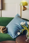 Anthropologie Luxe Linen Blend Pillow In Blue