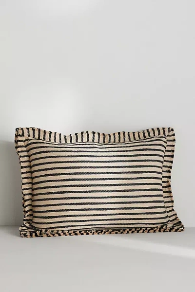 Anthropologie Luxe Linen Blend Pillow In Black