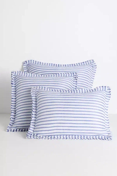 Anthropologie Luxe Linen Blend Pillow In Blue
