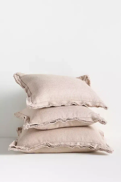Anthropologie Luxe Linen Blend Pillow In Brown