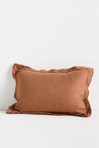 Anthropologie Luxe Linen Blend Pillow In Brown