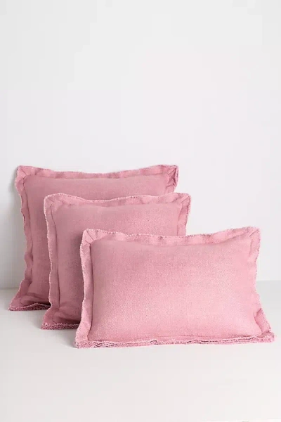 Anthropologie Luxe Linen Blend Pillow In Pink