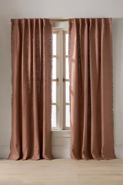 Anthropologie Luxe Linen Blend Woven Curtain In Brown