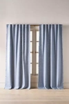Anthropologie Luxe Linen Blend Woven Curtain In Blue