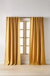Anthropologie Luxe Linen Blend Woven Curtain In Yellow