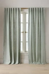 Anthropologie Luxe Linen Blend Woven Curtain In Green