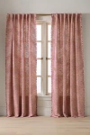 Anthropologie Luxe Linen Blend Woven Curtain In Red