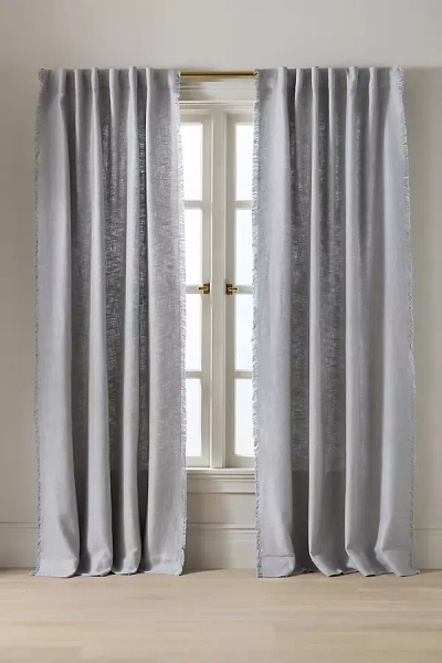 Anthropologie Luxe Linen Blend Woven Curtain In Gray