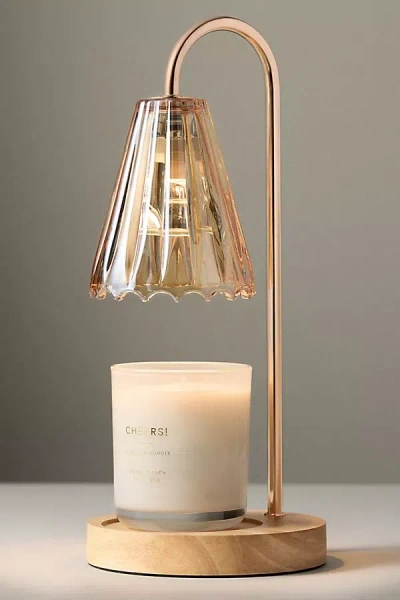 Anthropologie Luzè Amber Bloom Candle Warmer Lamp In Gold