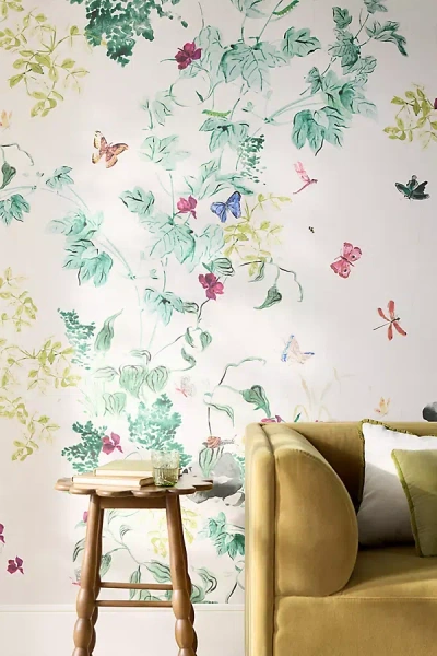 Anthropologie Lya Butterfly Garden Wallpaper Mural In Multi