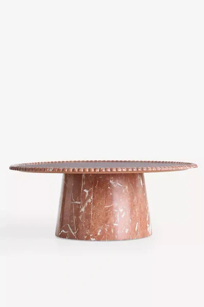 Anthropologie Lyla Round 42" Marble Coffee Table In Brown
