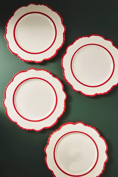 Anthropologie Lyla Solid Dinner Plates, Set Of 4 In White