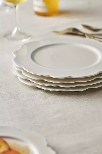 Anthropologie Lyla Stoneware Dinner Plates, Set Of 4 In White