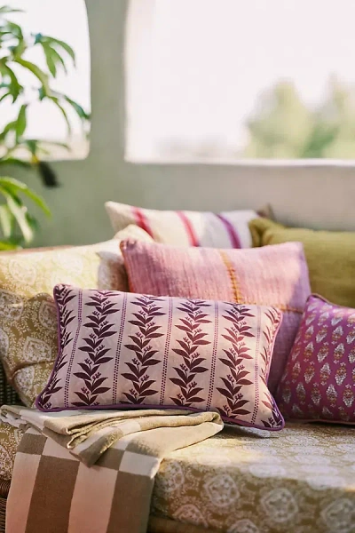 Anthropologie Mabel Linen Floral Pillow In Pink