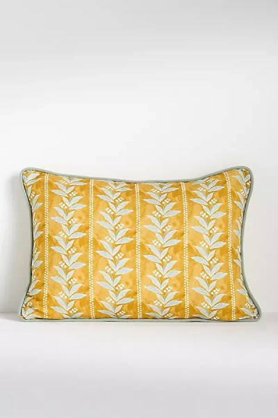 Anthropologie Mabel Linen Floral Pillow In Gold