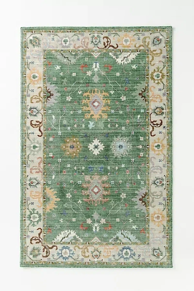 Anthropologie Madeira Tufted Persian-style Printed Rug In Green