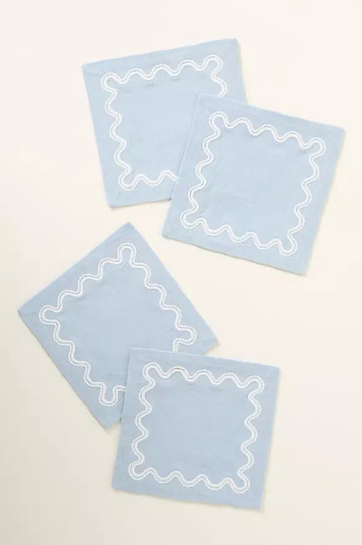 Anthropologie Madeline Cocktail Napkins, Set Of 4 In Blue