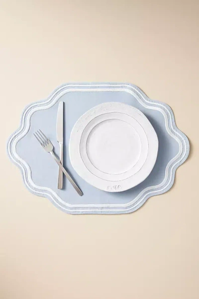 Anthropologie Madeline Embroidered Cotton Placemat In Blue