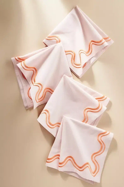 Anthropologie Madeline Napkins, Set Of 4 In Pink