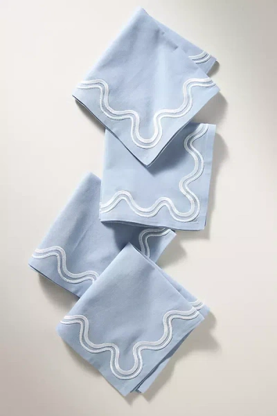 Anthropologie Madeline Napkins, Set Of 4 In Blue