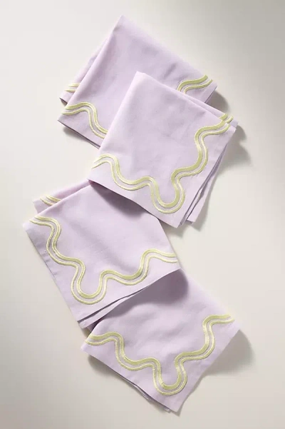 Anthropologie Madeline Napkins, Set Of 4 In Purple