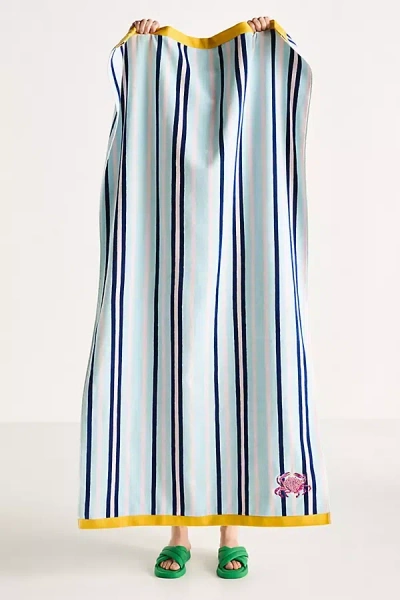 Anthropologie Madison Embroidered Cotton Beach Towel In Gray
