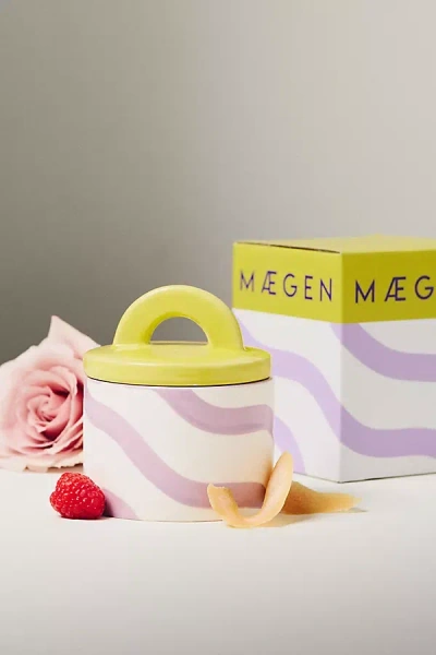 Anthropologie Maegan Pablo Pot Floral Water Lotus & Rose Ceramic Candle In Purple