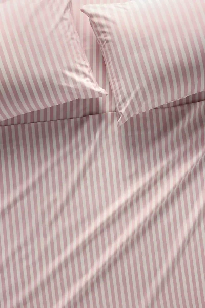 Anthropologie Maeve Brynne Cotton Stripe Tie Printed Percale Sheet Set In Pink