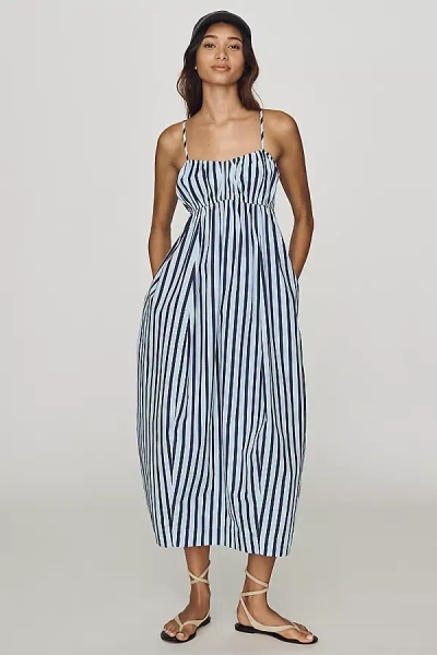 Anthropologie Maeve Cotton Barrel Midi Dress In Blue