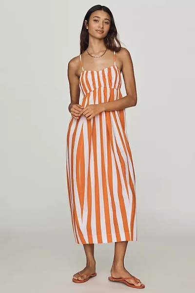 Anthropologie Maeve Cotton Barrel Midi Dress In Orange