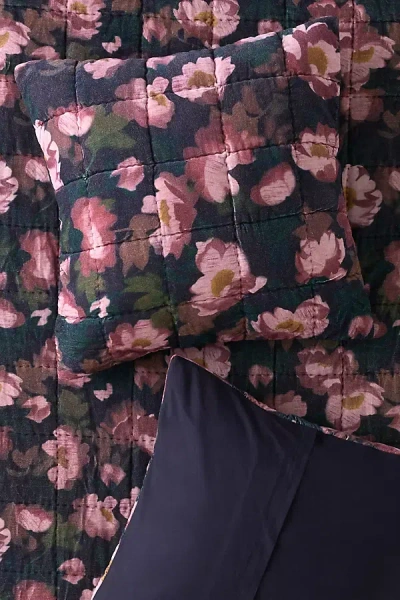 Anthropologie Maeve Cotton Velvet Floral Printed Cushion In Blue