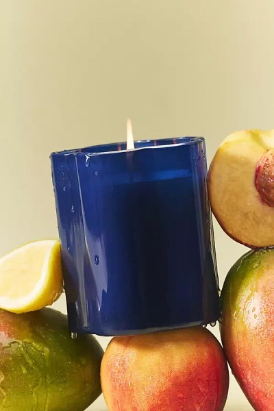 Anthropologie Maeve Floral Jasmine & Sandalwood Glass Candle In Blue