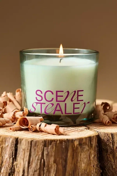 Anthropologie Maeve Floral Scene Stealer Glass Candle In Green