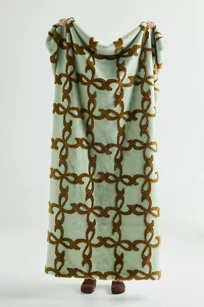 Anthropologie Maeve Icon Carved Faux Fur Throw In Green