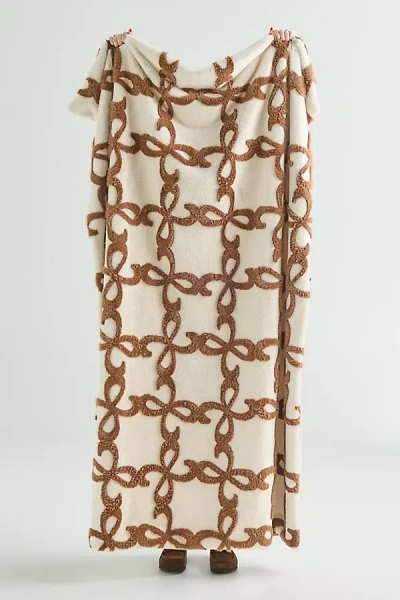 Anthropologie Maeve Icon Carved Faux Fur Throw In Neutral