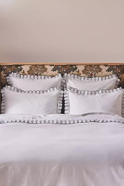 Anthropologie Maeve Looped Organic Percale Duvet Cover In White