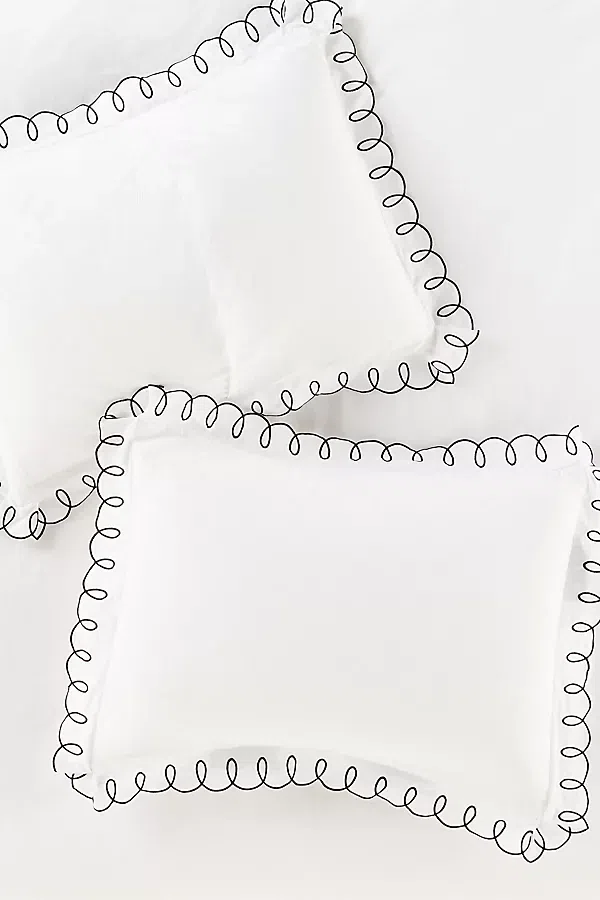 Maeve by Anthropologie Organic Cotton Looped Embroidered Shams, Set of 2