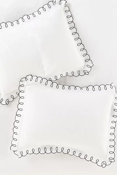 Anthropologie Maeve Looped Organic Percale Pillowcases, Set Of 2 In White